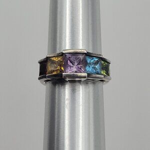 Size 6 Sterling Silver Ring Amethyst Blue Topaz Citrine Peridot Garnet